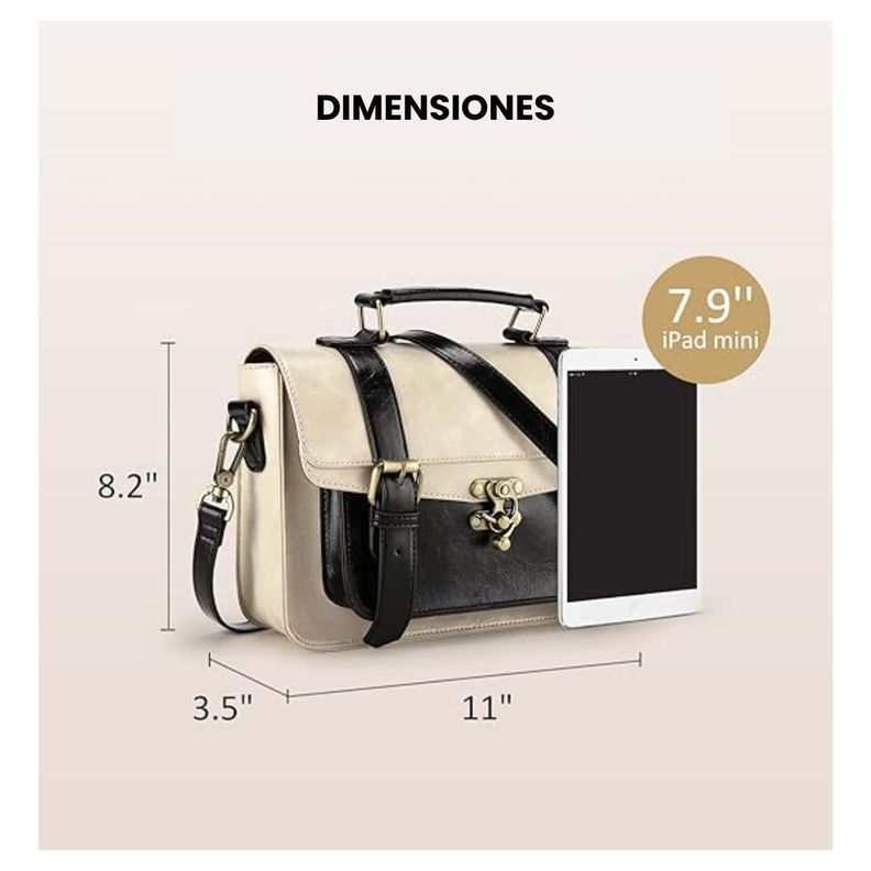 Ecosusi Maletín pequeño Coffee para iPad Mini 7,9" - Negro y Beige-3