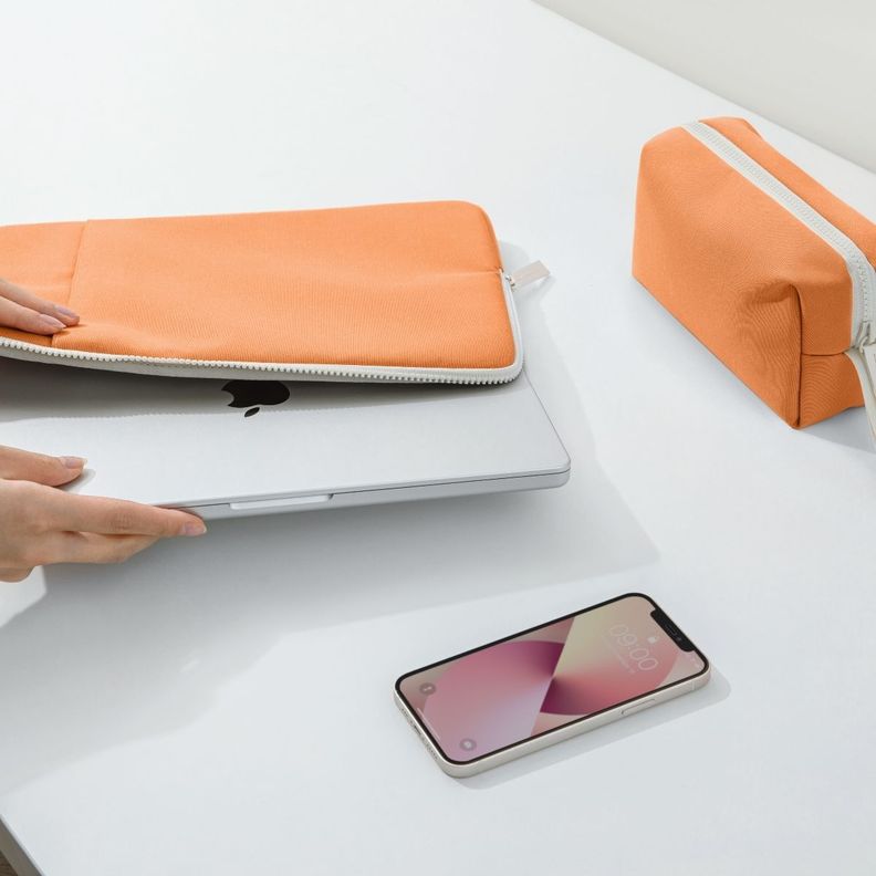 Tomtoc A23 Funda Lady Para Macbook 14''+ organizador Naranja-3