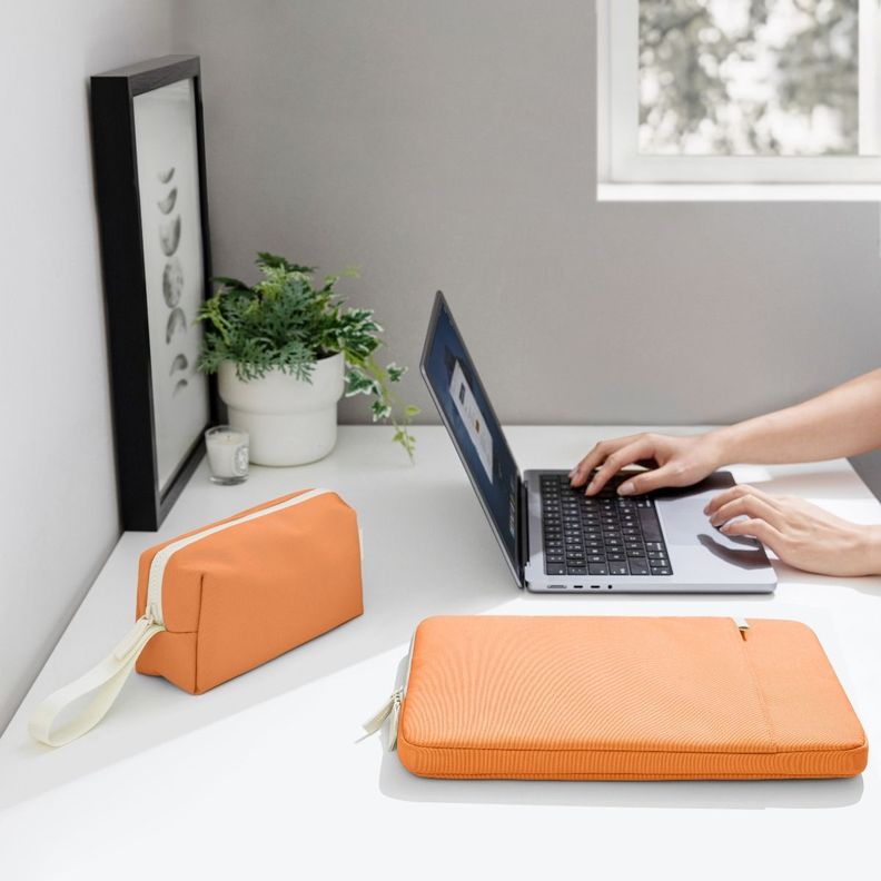 Tomtoc A23 Funda Lady Para Macbook 14''+ organizador Naranja-4