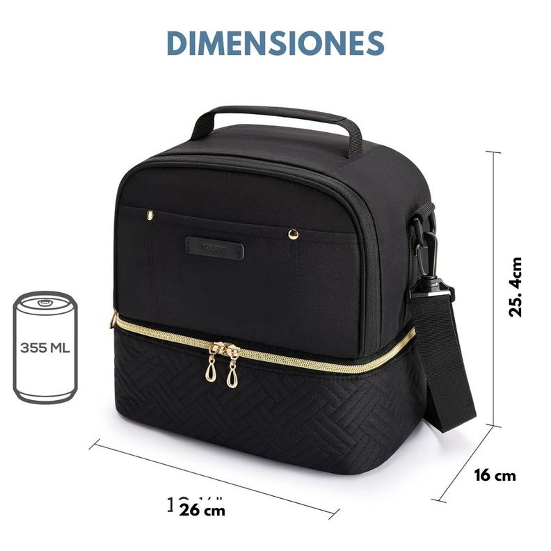 Tourit Lonchera con Aislamiento Térmico Cubierta Doble 10,6L - Negro-2