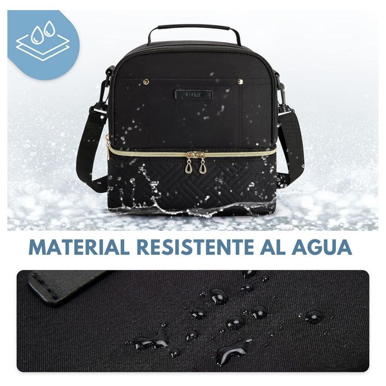 Tourit Lonchera con Aislamiento Térmico Cubierta Doble 10,6L - Negro-5