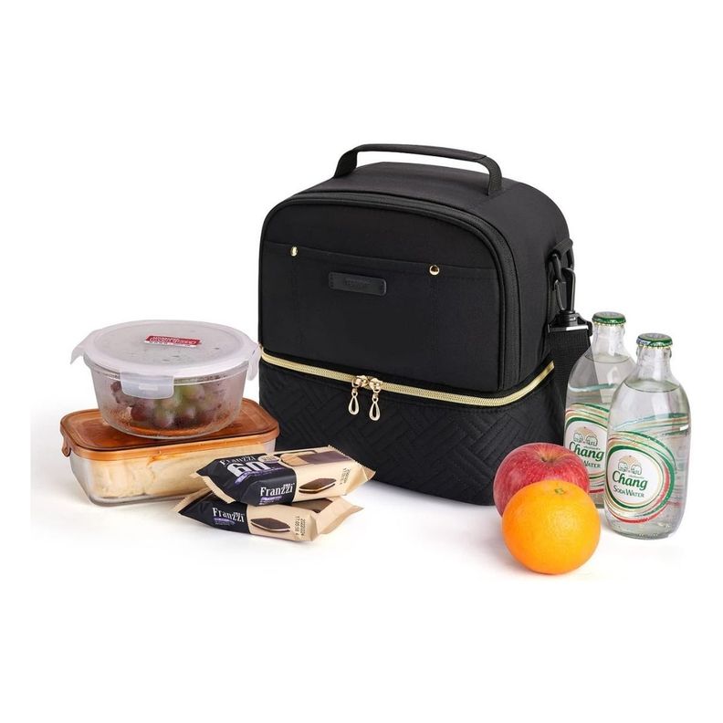 Tourit Lonchera con Aislamiento Térmico Cubierta Doble 10,6L - Negro-7