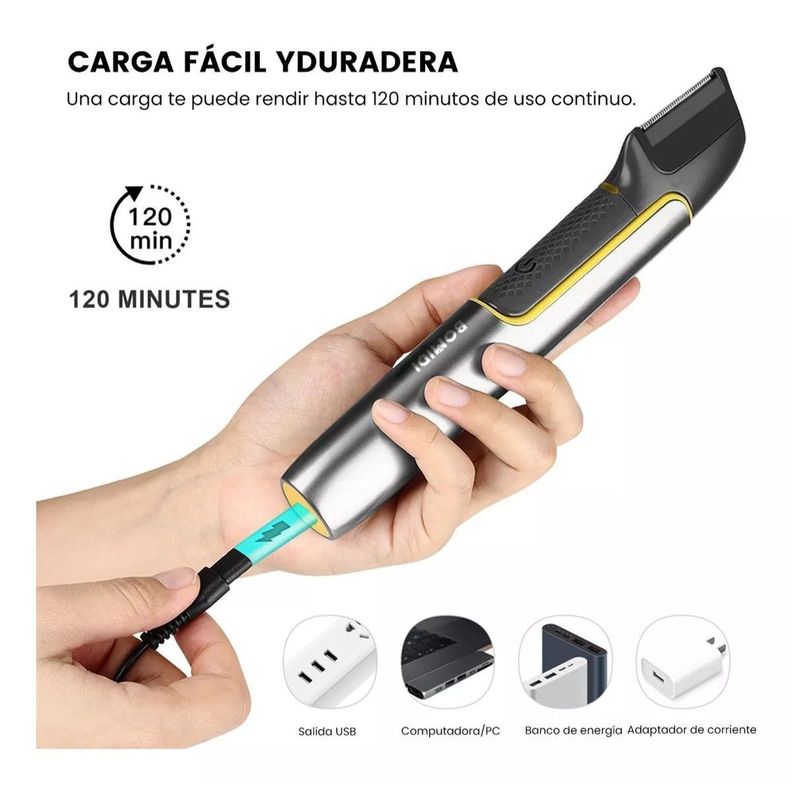 Bomidi Afeitadora Eléctrica Inalámbrica USB HT1 Plateado-3