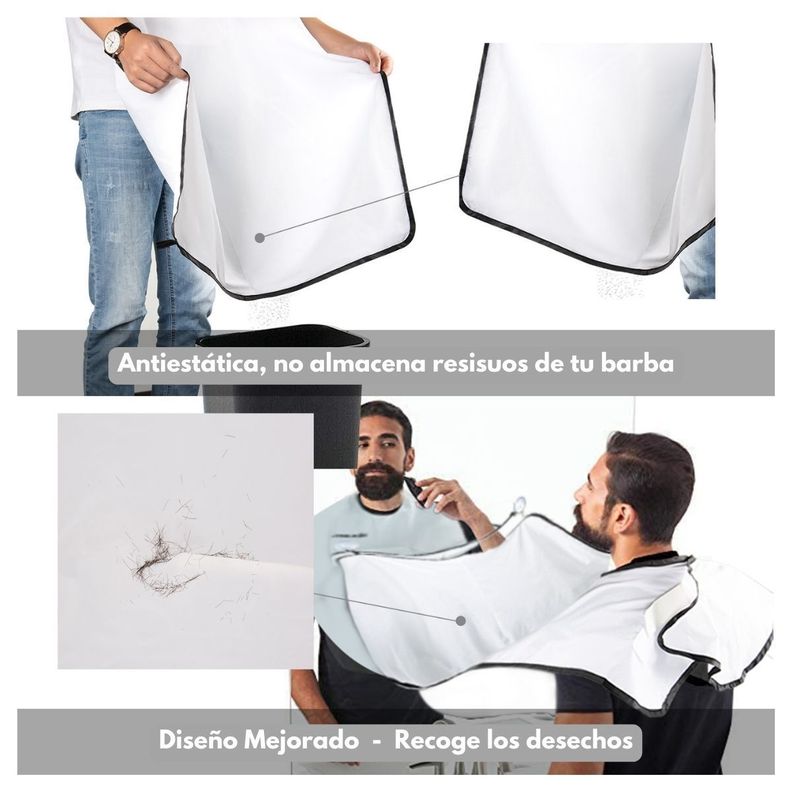 SC Home Capa Delantal para Corte de Barba Afeitado - Blanco-3