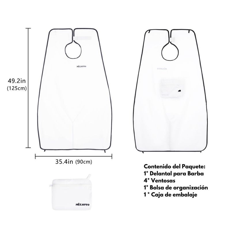 SC Home Capa Delantal para Corte de Barba Afeitado - Blanco-6