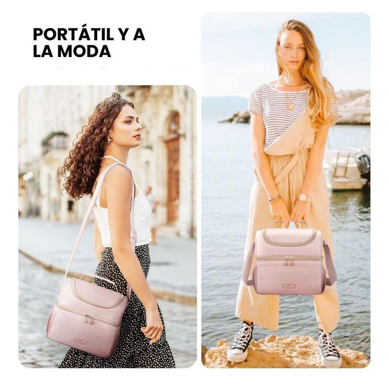 Tourit Lonchera Térmica de Doble Compartimiento 9L- Rosado-2