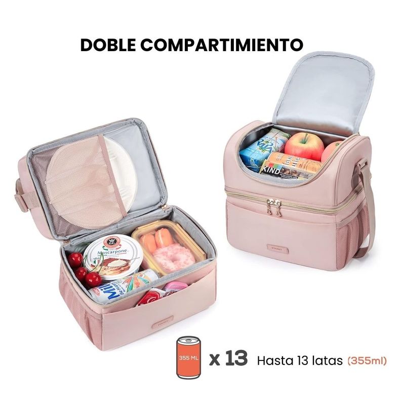 Tourit Lonchera Térmica de Doble Compartimiento 9L- Rosado-3