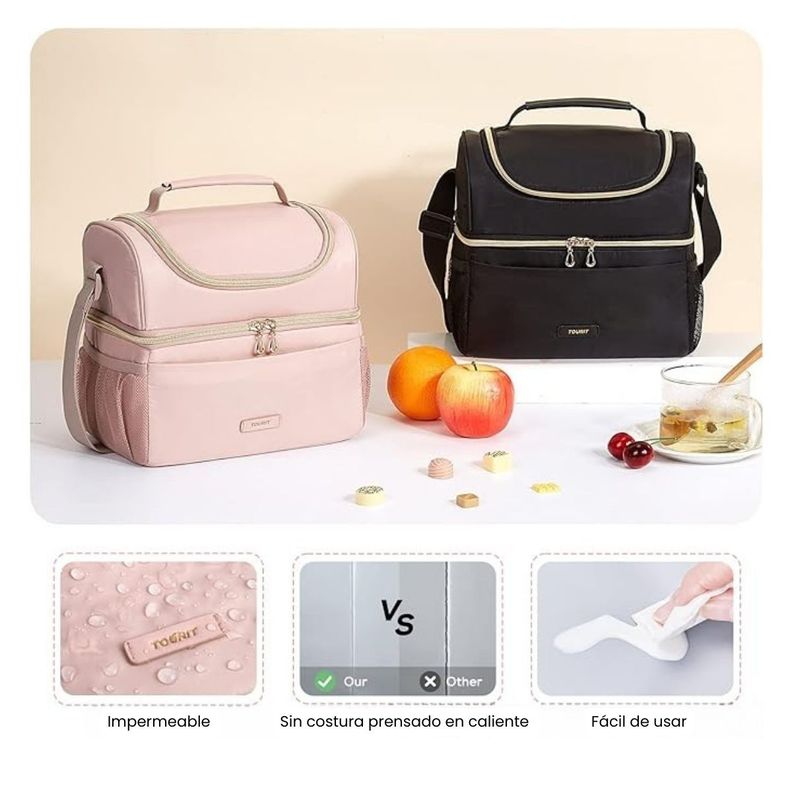 Tourit Lonchera Térmica de Doble Compartimiento 9L- Rosado-6