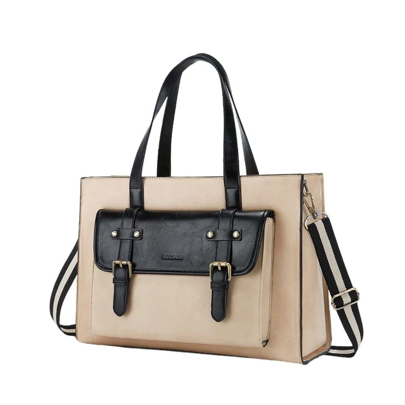 Ecosusi Bolso Tote Olivia para notebook 15.6" - Beige y Negro-1