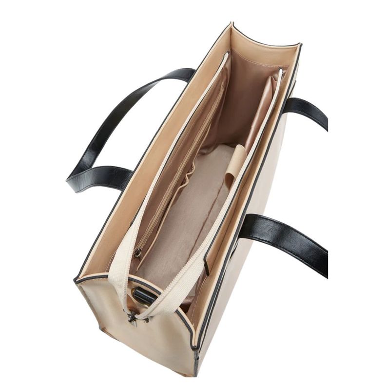 Ecosusi Bolso Tote Olivia para notebook 15.6" - Beige y Negro-3