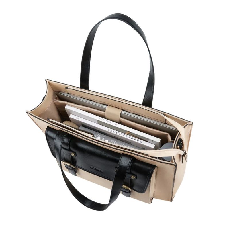 Ecosusi Bolso Tote Olivia para notebook 15.6" - Beige y Negro-4