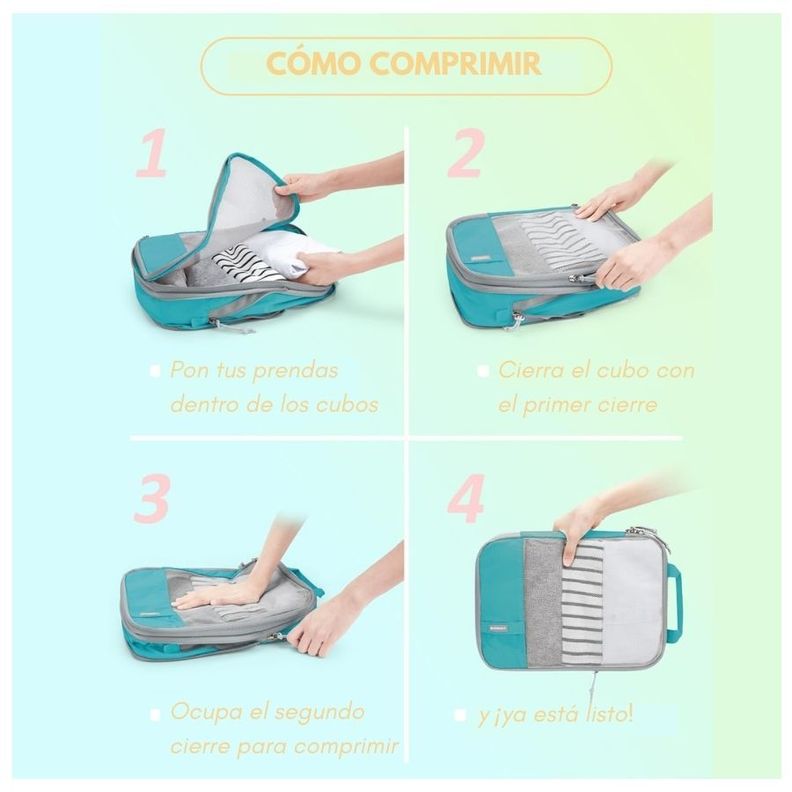 Bagsmart Juego de Bolsas de Compresión (6 unidades) - Turquesa-2