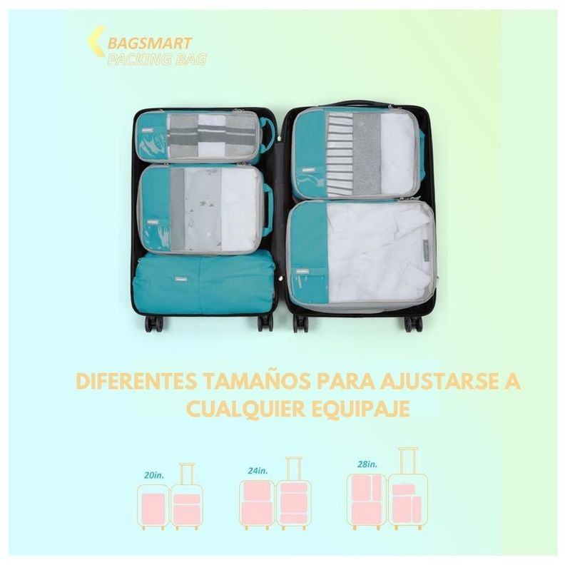 Bagsmart Juego de Bolsas de Compresión (6 unidades) - Turquesa-6