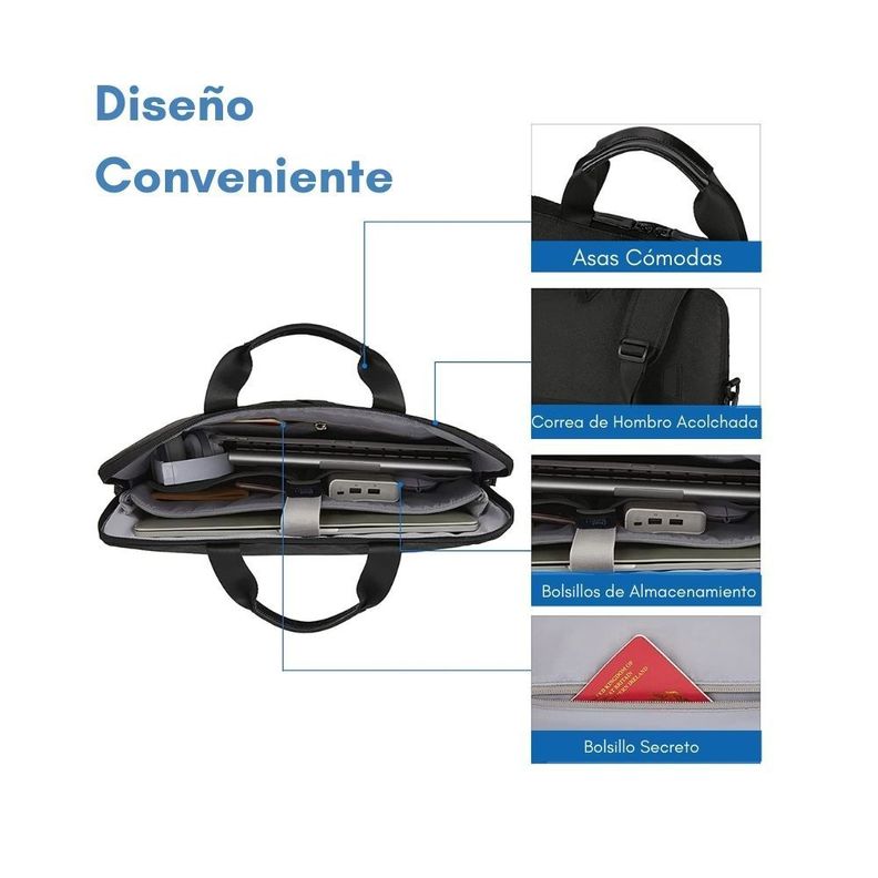 Bagsmart Bolso computador SLIM para 15.6''- Negro Completo-3