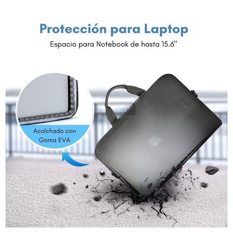 Bagsmart Bolso computador SLIM para 15.6''- Negro Completo-4