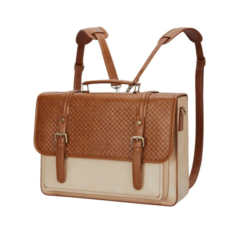 Ecosusi Maletín y Mochila Dolce con Efecto Tejido para notebook 15.6" - Marrón-1