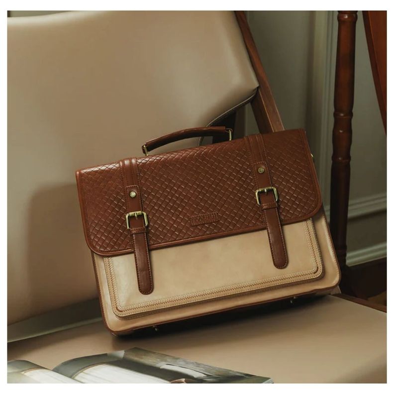 Ecosusi Maletín y Mochila Dolce con Efecto Tejido para notebook 15.6" - Marrón-2