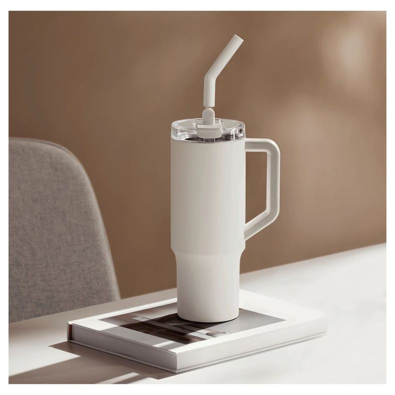 Xiaomi Botella de Agua con Bombilla Acero Inoxidable 1L - Blanco-1