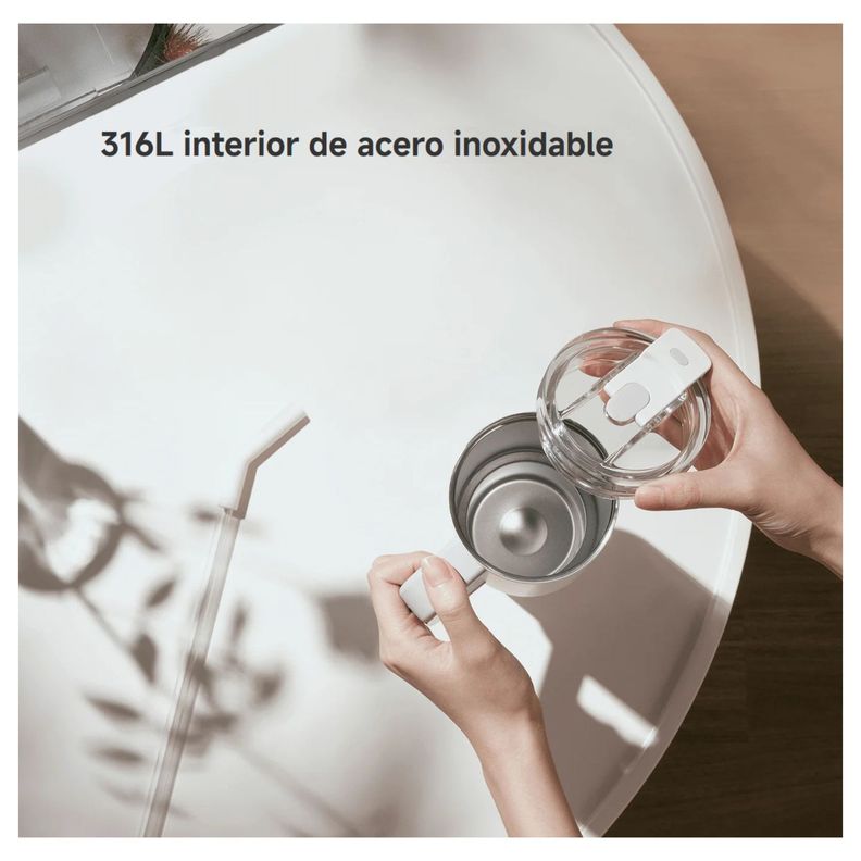 Xiaomi Botella de Agua con Bombilla Acero Inoxidable 1L - Blanco-4