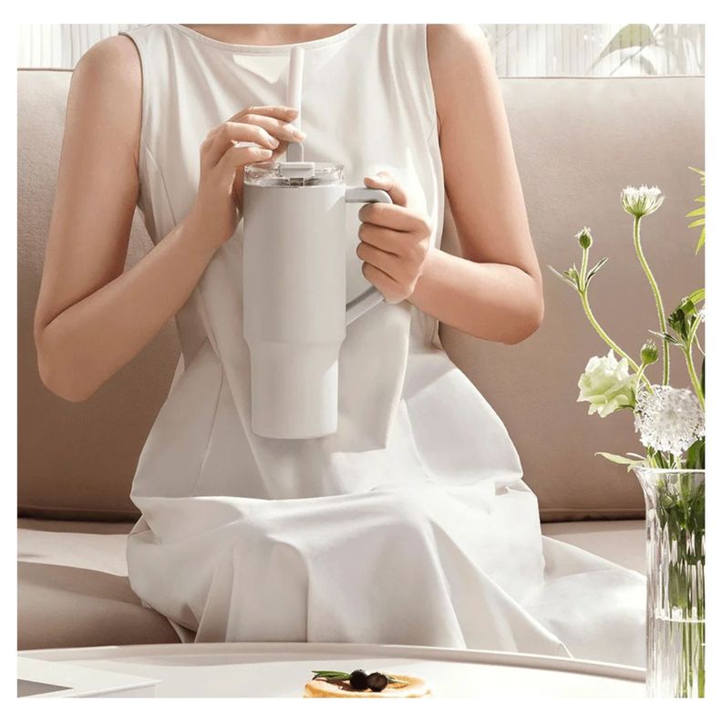Xiaomi Botella de Agua con Bombilla Acero Inoxidable 1L - Blanco-6