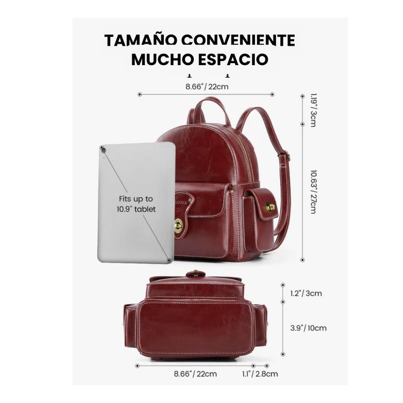 Ecosusi Mini Mochila Alison de Cuero Vegano - Rojo Angola-3