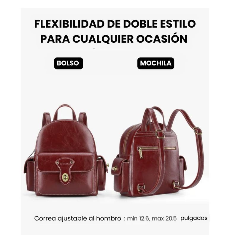 Ecosusi Mini Mochila Alison de Cuero Vegano - Rojo Angola-4