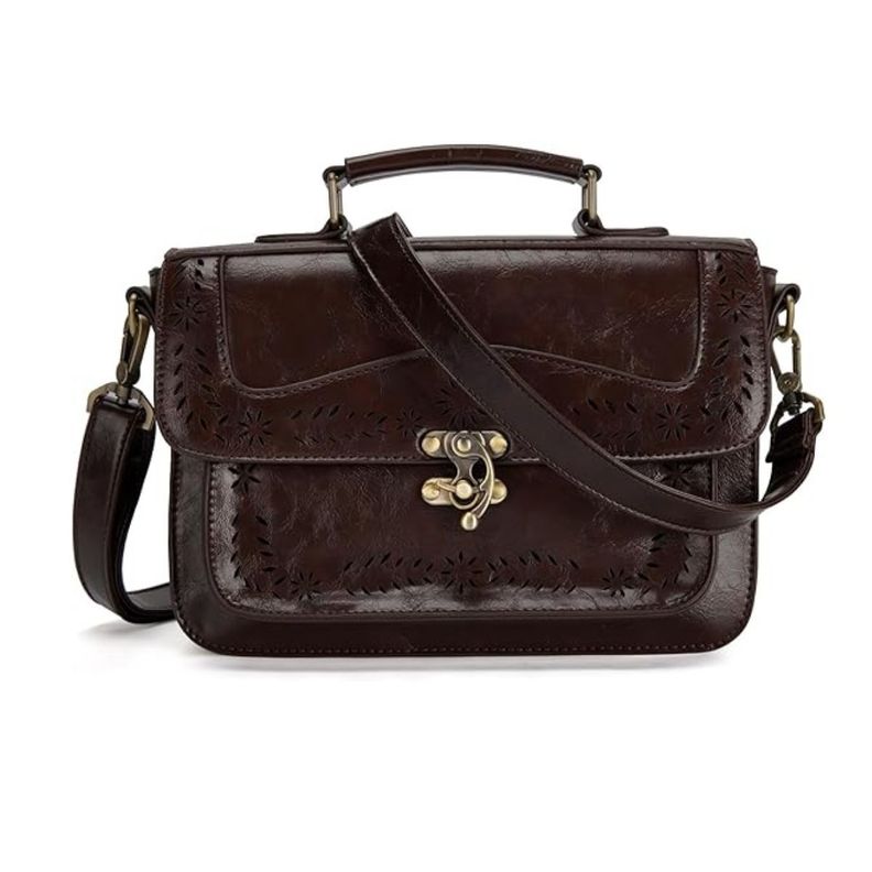 Ecosusi Bolso Bandolera Perforado para Mujer iPad Mini 7,9"- Café Oscuro-0