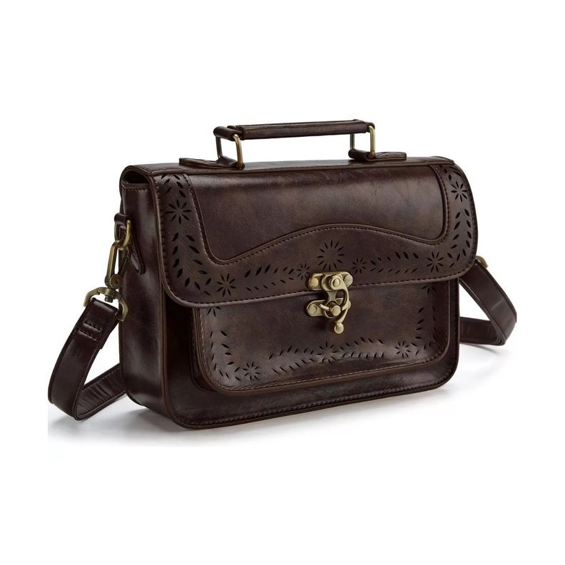 Ecosusi Bolso Bandolera Perforado para Mujer iPad Mini 7,9"- Café Oscuro-1