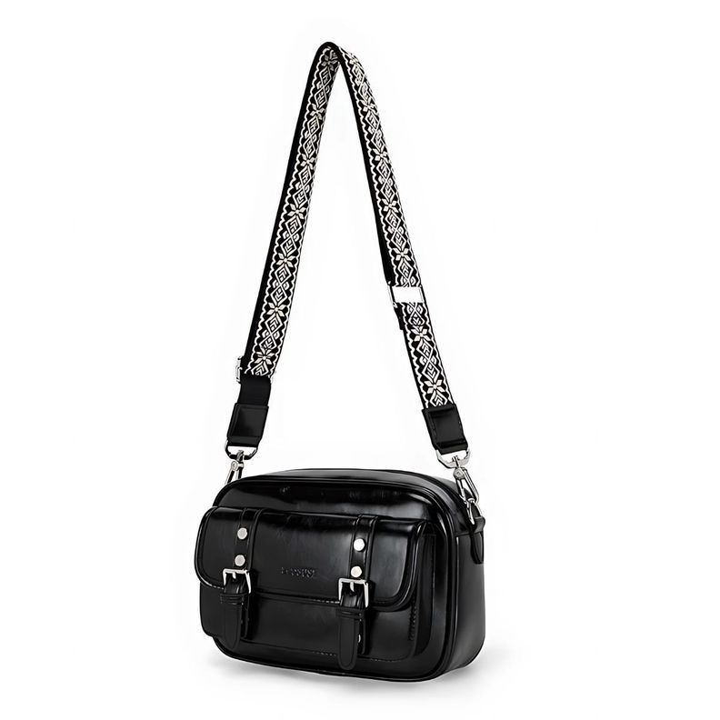 Ecousi Bolso Mensajero Mia con Correa Ancha - Negro-6