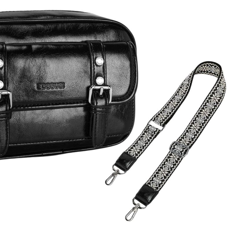 Ecousi Bolso Mensajero Mia con Correa Ancha - Negro-7