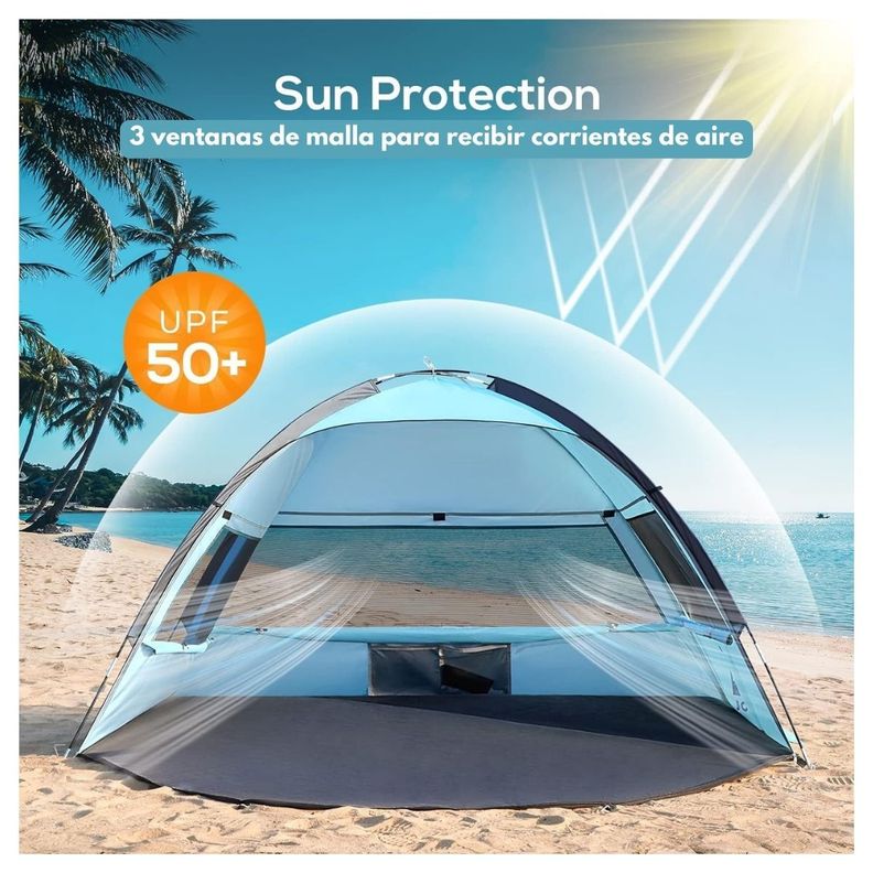 Tourit Carpa de Playa Desplegable 2-3 Personas - Azul-1