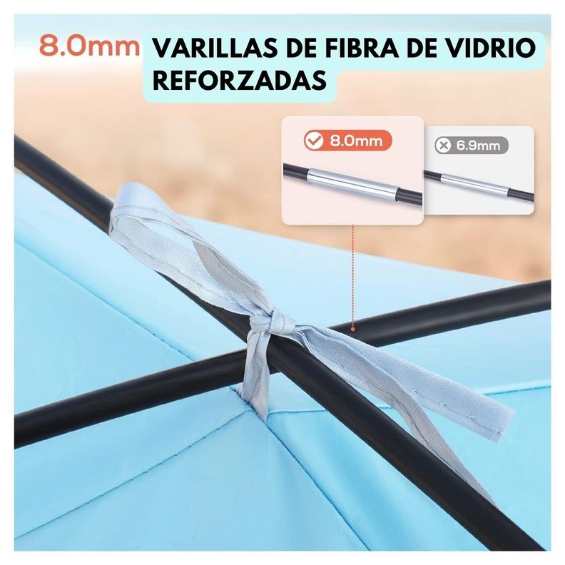Tourit Carpa de Playa Desplegable 2-3 Personas - Azul-5