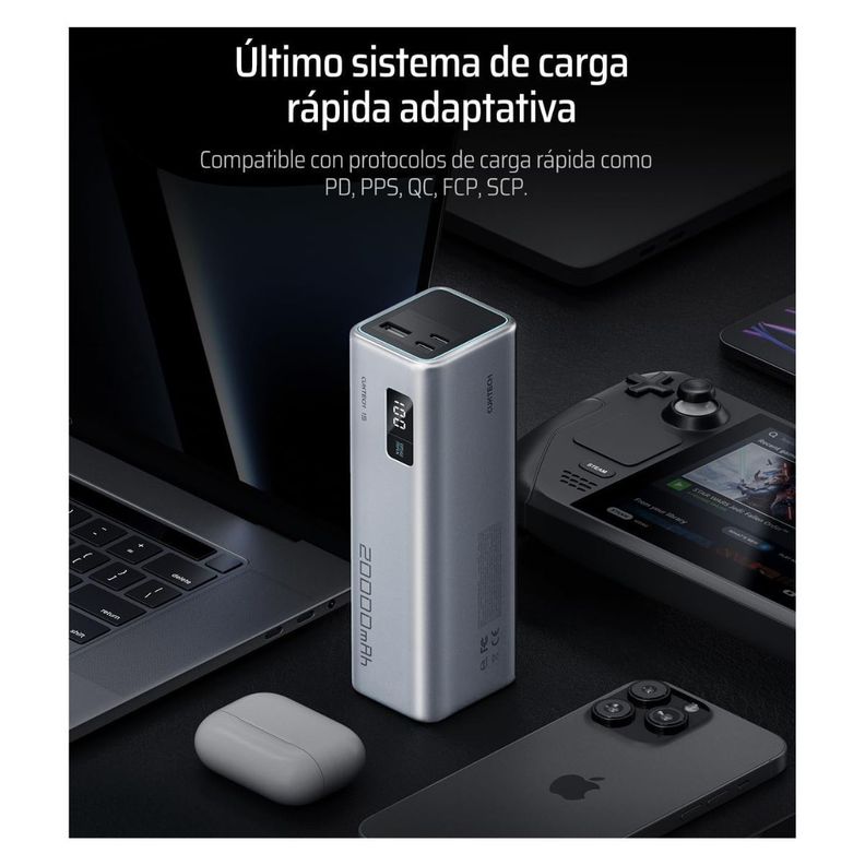 Cuktech Power Bank 15 85W 20000 mAh 3 puertos Plateado-4