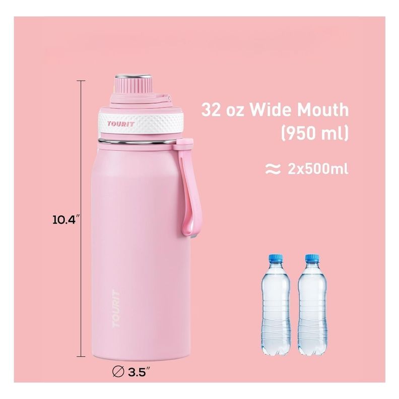 Tourit Botella de Agua Térmica Deportiva 32oz - Rosado-4