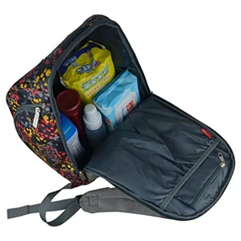 Mommore Mochila Maternal Pañalera 40x30cm - Flores Negro-2