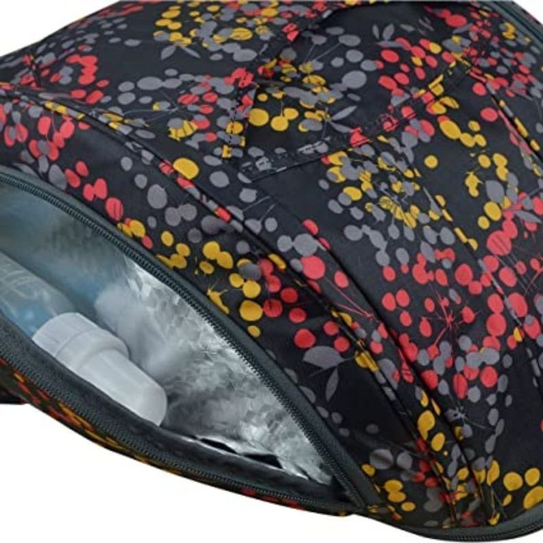 Mommore Mochila Maternal Pañalera 40x30cm - Flores Negro-5