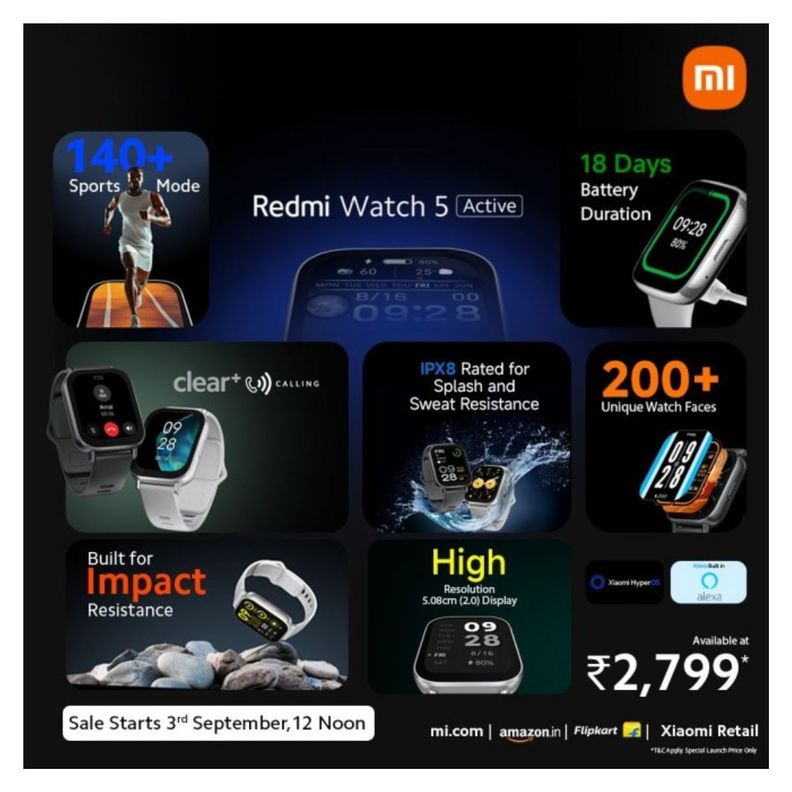 Xiaomi Redmi Watch 5 Active Reloj Inteligente - Negro Medianoche-7