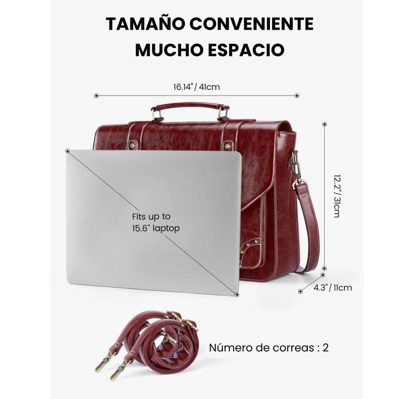 Ecosusi Maletín y Mochila Wilder con Remaches para notebook 15,6" - Rojo Angola-3