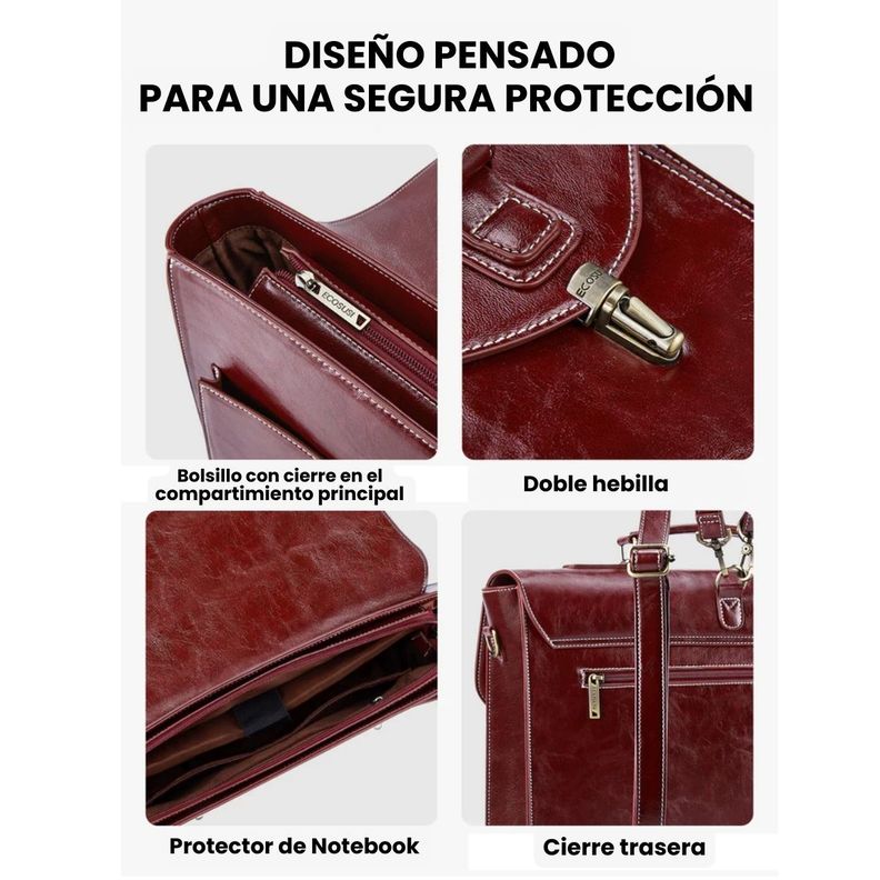 Ecosusi Maletín y Mochila Wilder con Remaches para notebook 15,6" - Rojo Angola-5