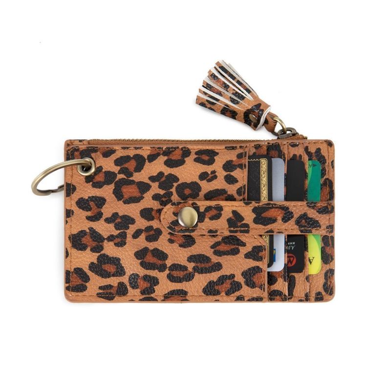 Ecosusi Llavero de pulsera con borla y lazo  - leopardo marrón-3