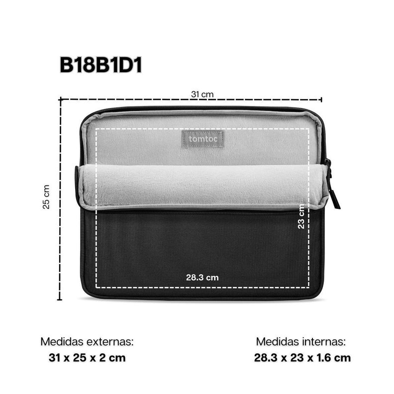 Tomtoc Funda Light-B18 para iPad Pro 12.9" 6/5/4/3 y teclado - Negro-2