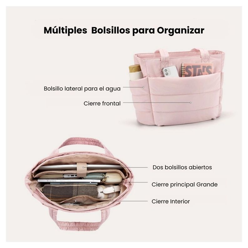 Bagsmart Bolso Tote Bubble Puffy 20L para 15,6" - Rosado-5