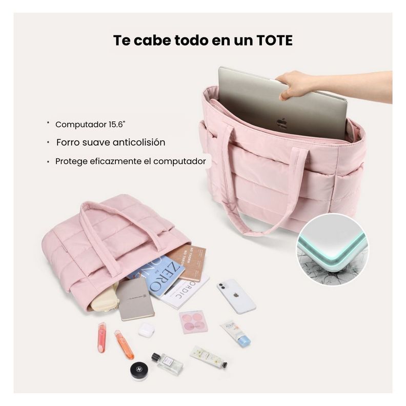 Bagsmart Bolso Tote Bubble Puffy 20L para 15,6" - Rosado-7