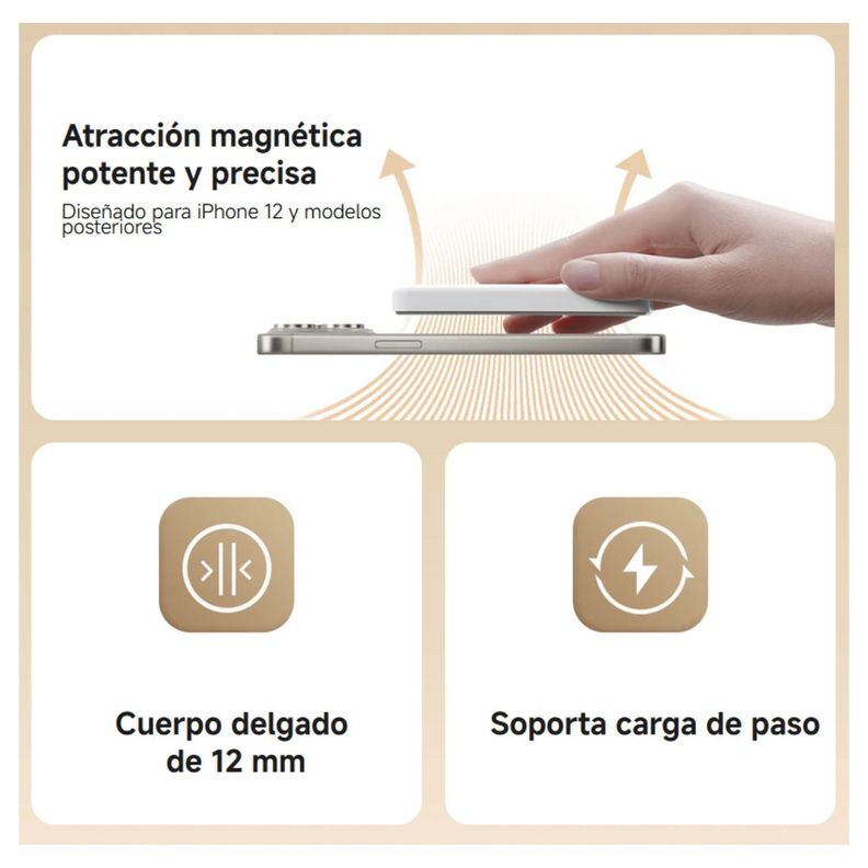 Xiaomi Power Bank Magnético 5000 mAh Batería Portátil 20W - Blanco-4