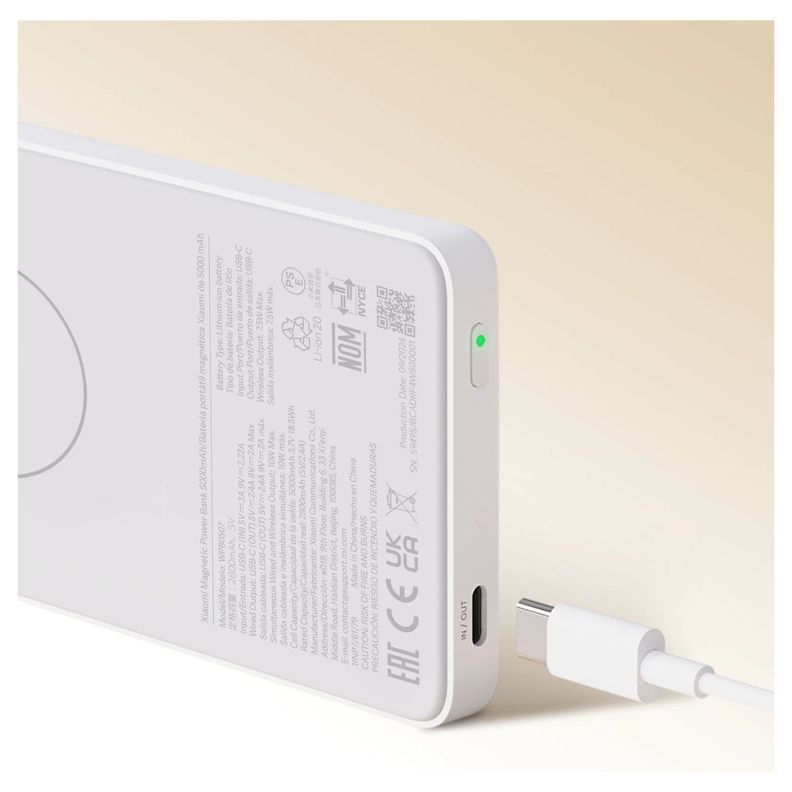 Xiaomi Power Bank Magnético 5000 mAh Batería Portátil 20W - Blanco-7