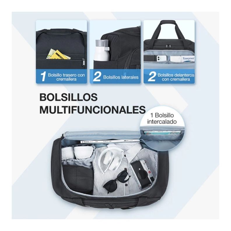 Bagsmart Bolso Viaje Weekender 38L + Neceser Negro-3