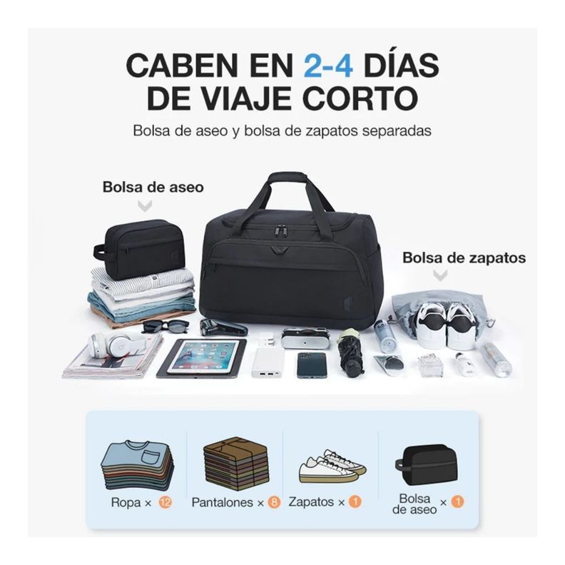 Bagsmart Bolso Viaje Weekender 38L + Neceser Negro-1