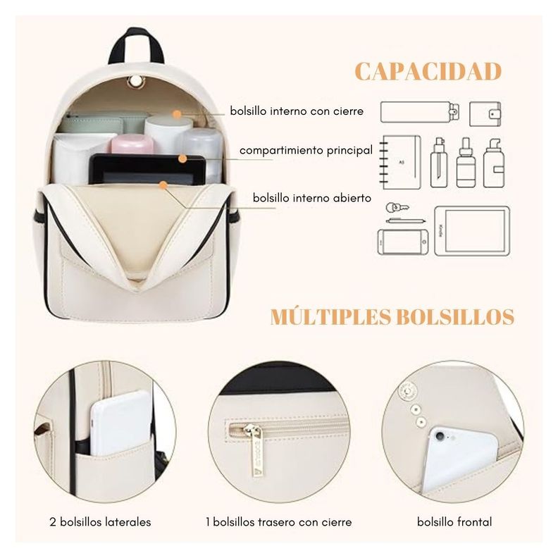 Ecosusi Mini Mochila con Lazo para iPad Mini - Blanco Negro-2