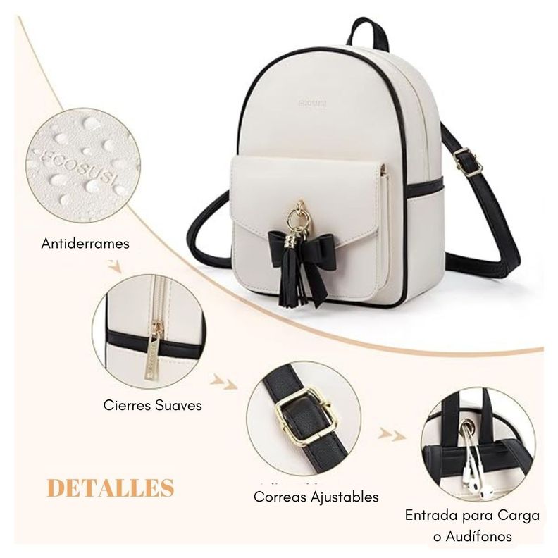 Ecosusi Mini Mochila con Lazo para iPad Mini - Blanco Negro-4