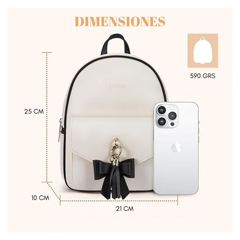 Ecosusi Mini Mochila con Lazo para iPad Mini - Blanco Negro-5